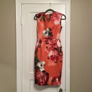 Calvin Klein Floral Sleeveless Cocktail Dress